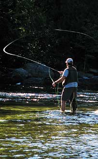 Fly fishing in the outdoors of the White Mountains